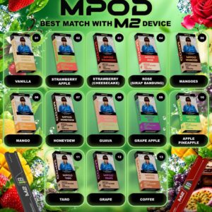 Aladdin Pro M2 Pod Device Digital Display 350mAh - Colors including Black, Brown, Blue, Red, and Purple